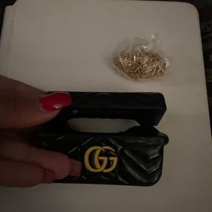 Black AirPod pro case marmont bag and chain g g